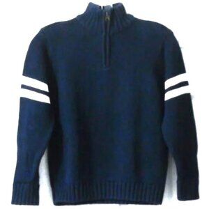 OLD NAVY Boy's Medium (8) Sweater Navy with White Sleeve Stripes with Collar Zip